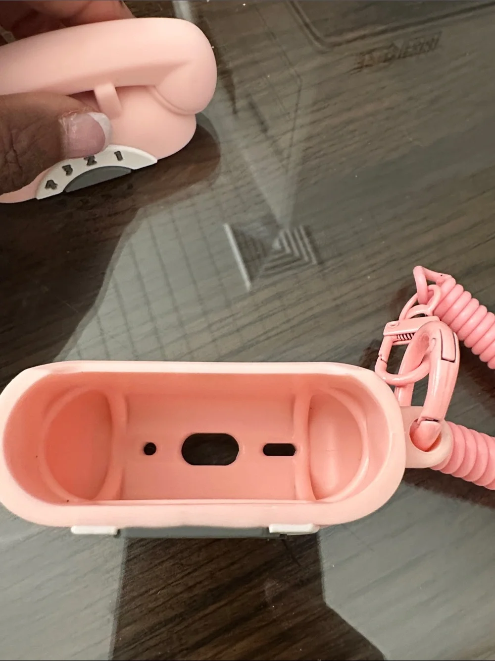 Retro Telephone Pink AirPods Case with Coiled Strap